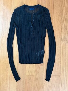 GAP Black Sheer Long Sleeve Top
